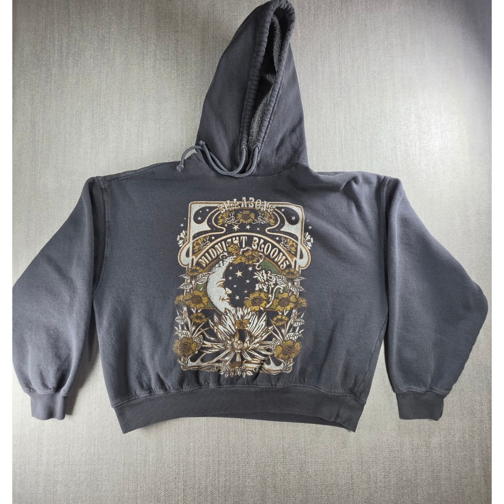 Billabong Hoodie Mens XL Black Midnight Blooms Celestial Moon Graphic Fleece